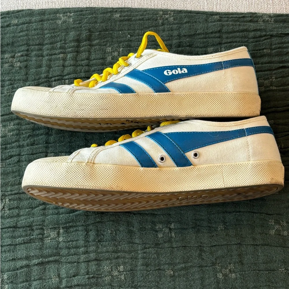Gola Canvas Sneakers with Blue and Yellow Accents - Picture 3 of 6
